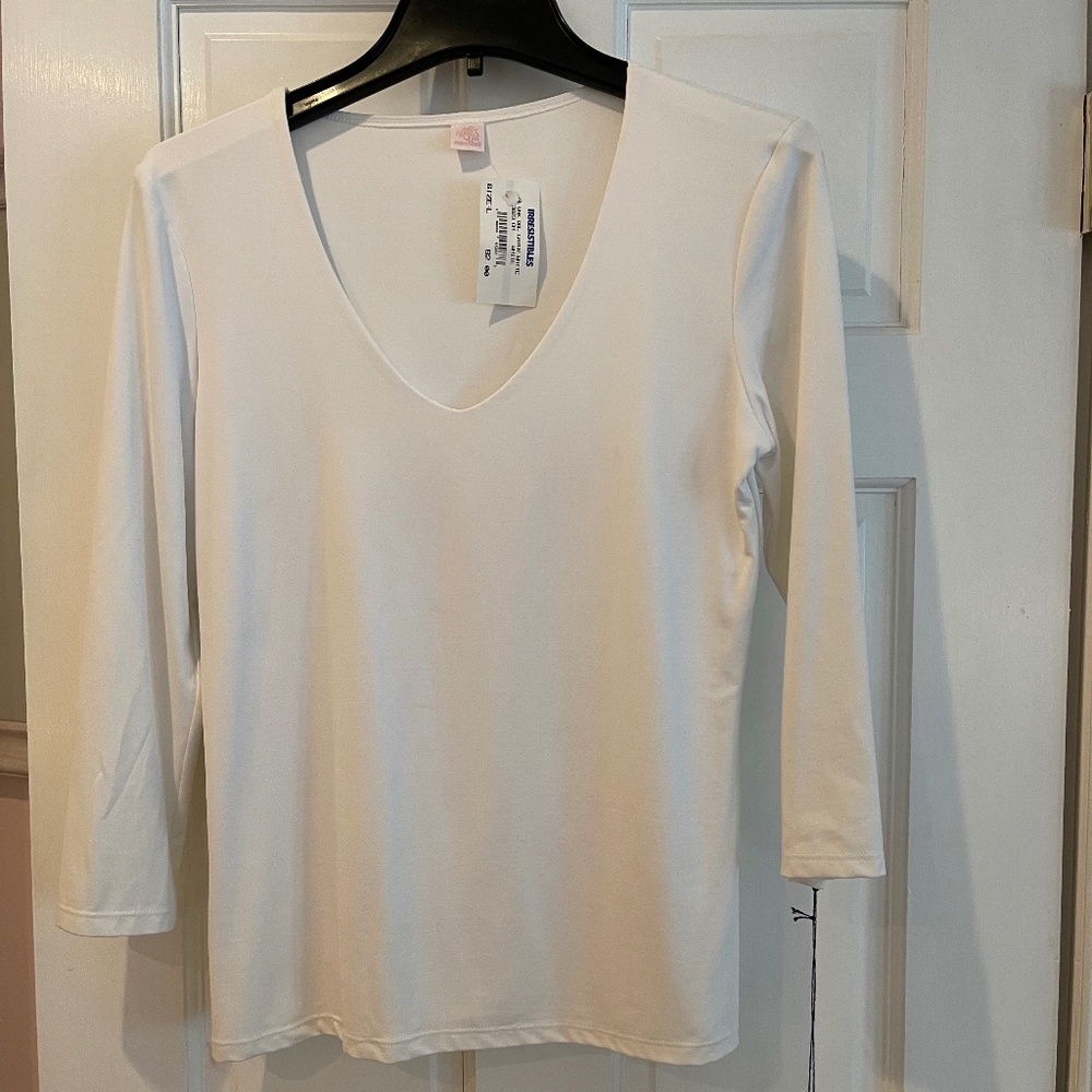 Women's V Neck Long Sleeve T-Shirt Lg